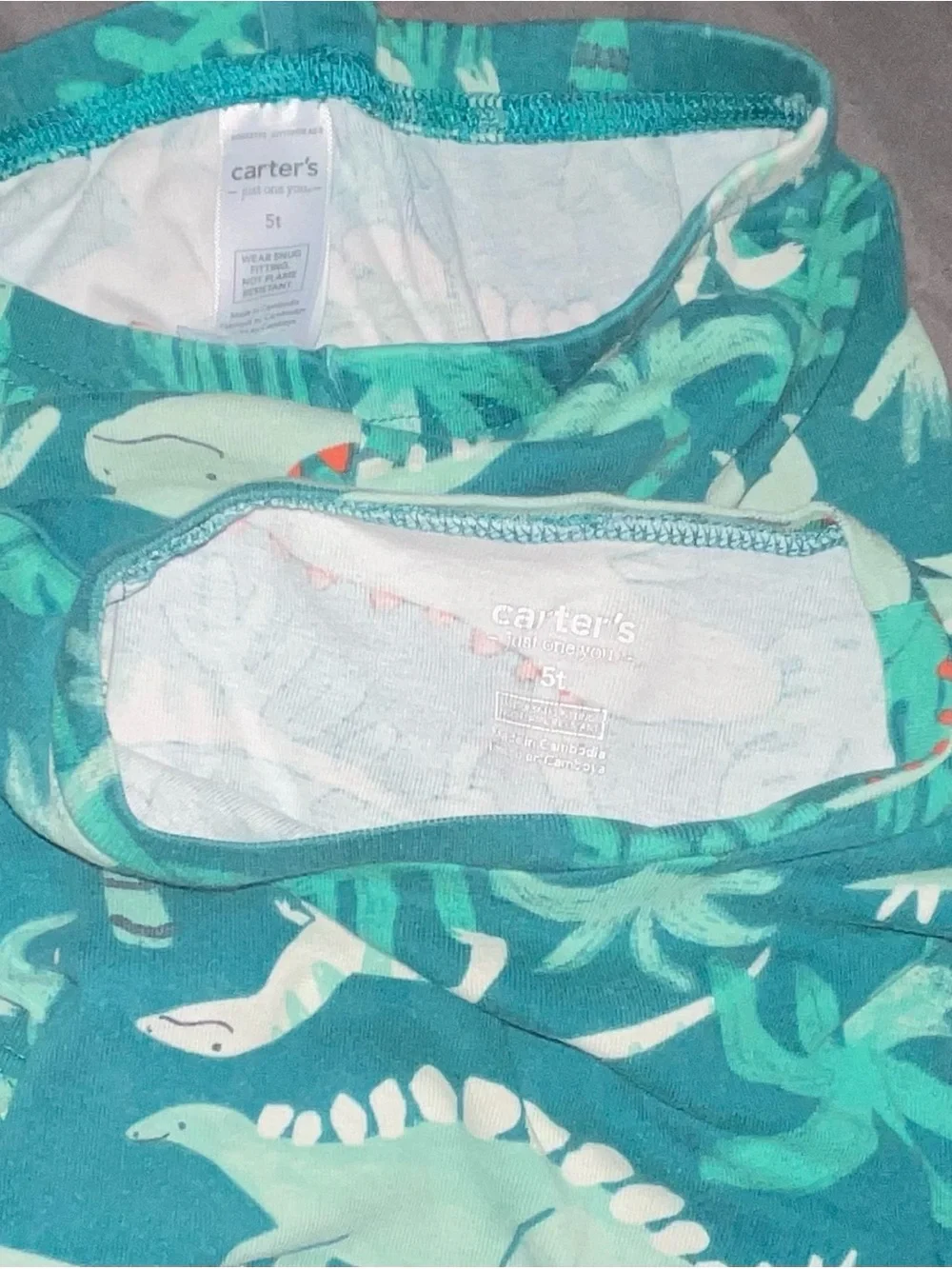 Carter's Teal and Mint Dinosaur Pajama Set